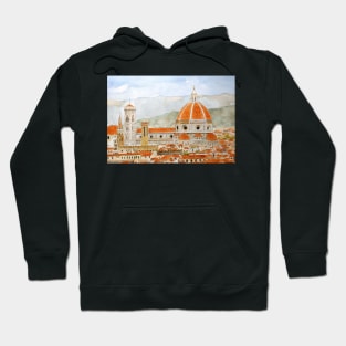 Italy Florence Cathedral Duomo watercolor painting with background Hoodie